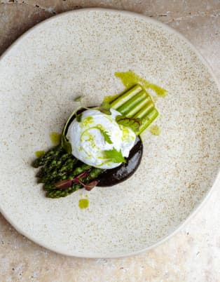 Dish with asparagus